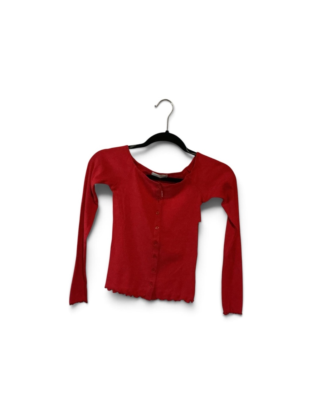 Women's Red Long-Sleeve Button Front Cardigan Sweater